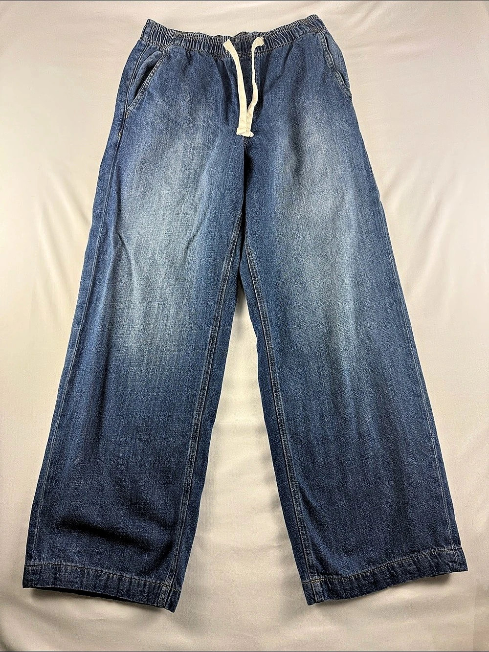 Gap High Rise Wide Leg Drawstring Jeans Women’s M Long 100% Cotton